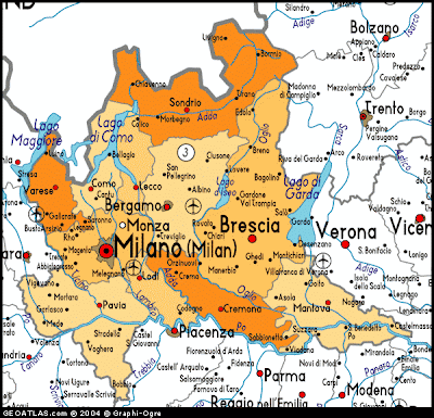 Mappa della Lombardia Italia