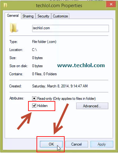 Hide Files And Folders in Windows 8