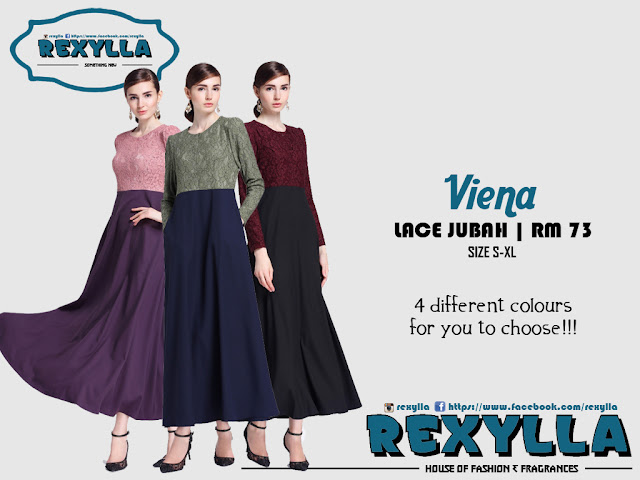 rexylla, lace jubah, viena collection