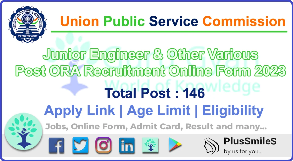 UPSC ORA Various Post Online Form 2023