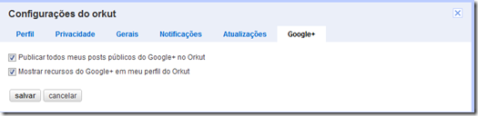 como deixar de publkicar postagens do G  no Orkut