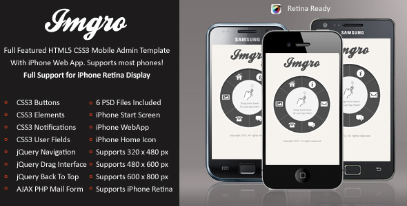 IMGRo Mobile Retina | HTML5 & CSS3 And iWebApp - Mobile Site Templates