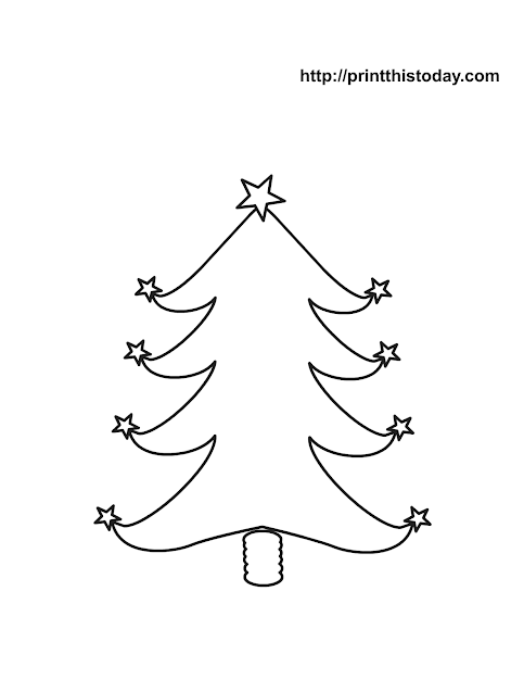 Christmas Tree With Star Shaped Ornaments Coloring Page