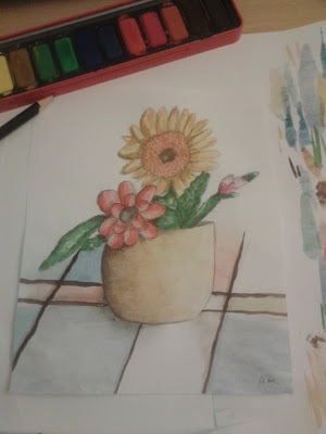 Flower Pot Watercolour Painting