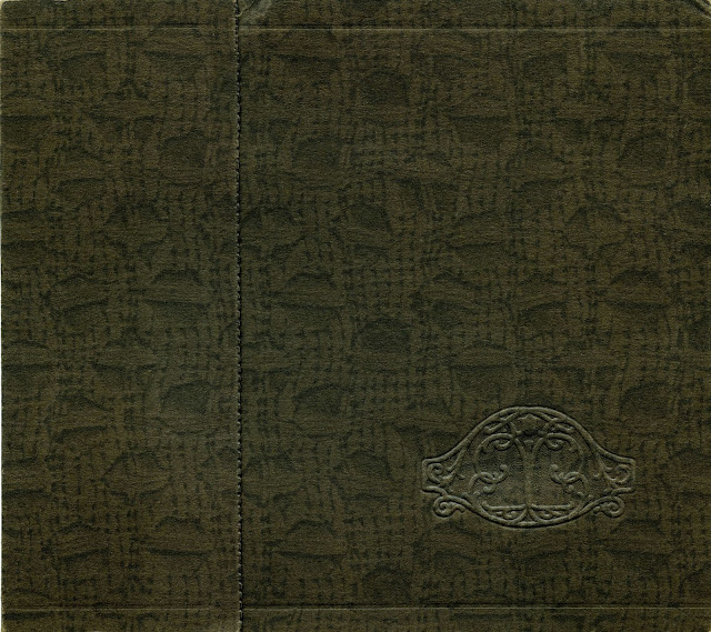 Part of a bookcover from a late Victorian Book with impressed design and seams.