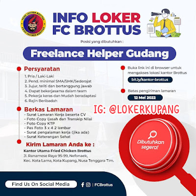 Lowongan Kerja FC Brottus Kupang Sebagai Freelance Helper Gudang