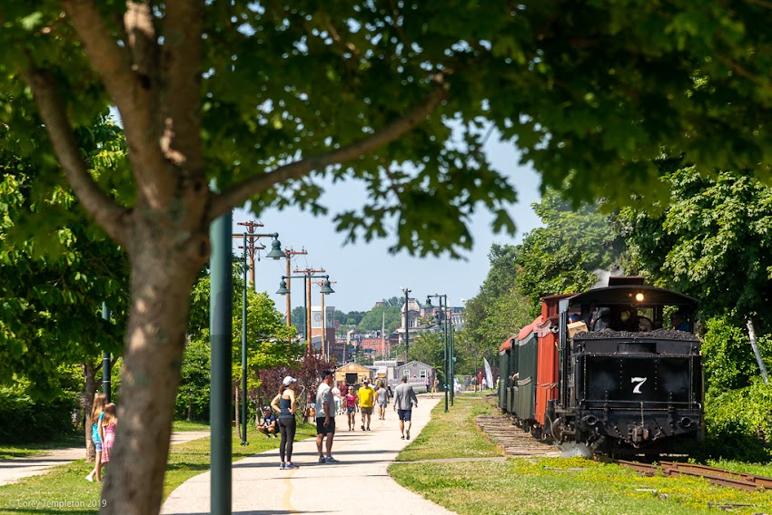 Portland, Maine USA July 2019 photo by Corey Templeton. A busy summer day on the Eastern Promenade Trail.