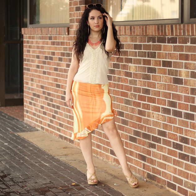 Orange Print Skirt
