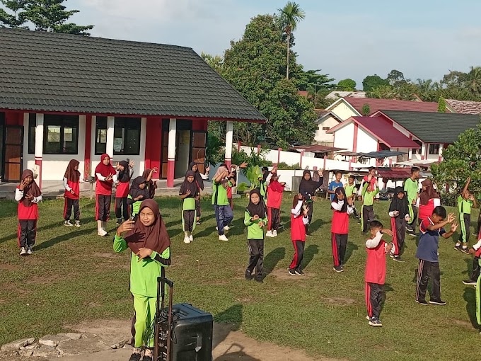 Rutinitas Sabtu Pagi, SDN 2 Sumber Makmur Gelar Senam Bersama