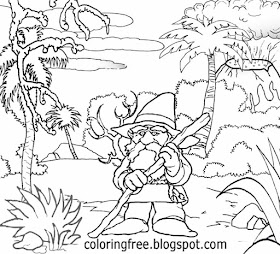 Wizard mountain goblin king wonderful realm of magical mystical creatures drawing for kids to color