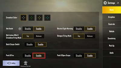 Cara Memunculkan Tombol Untuk Mengintip di PUBG Mobile (Peek &Fire)