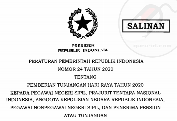 gambar PP no 24 tahun 2020 tentang THR PNS