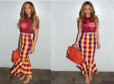 Beyonce wraps her skirt well