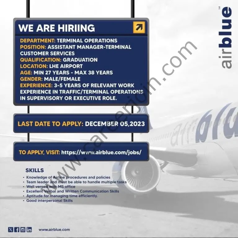 Jobs in Airblue Pakistan