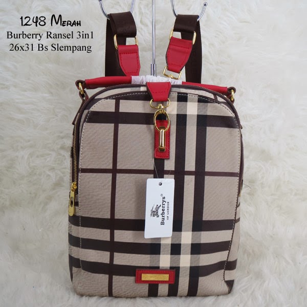 RACHMIRA SHOP iTasi iBurberryi Ransel Hitam 3in1