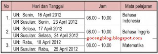 Jadwal Ujian Nasional SMK 2012