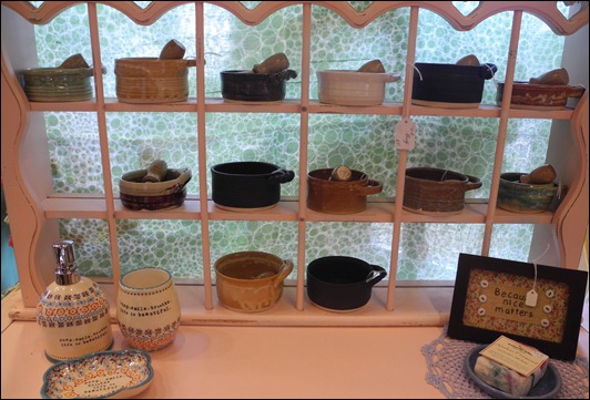 shaving mugs on display