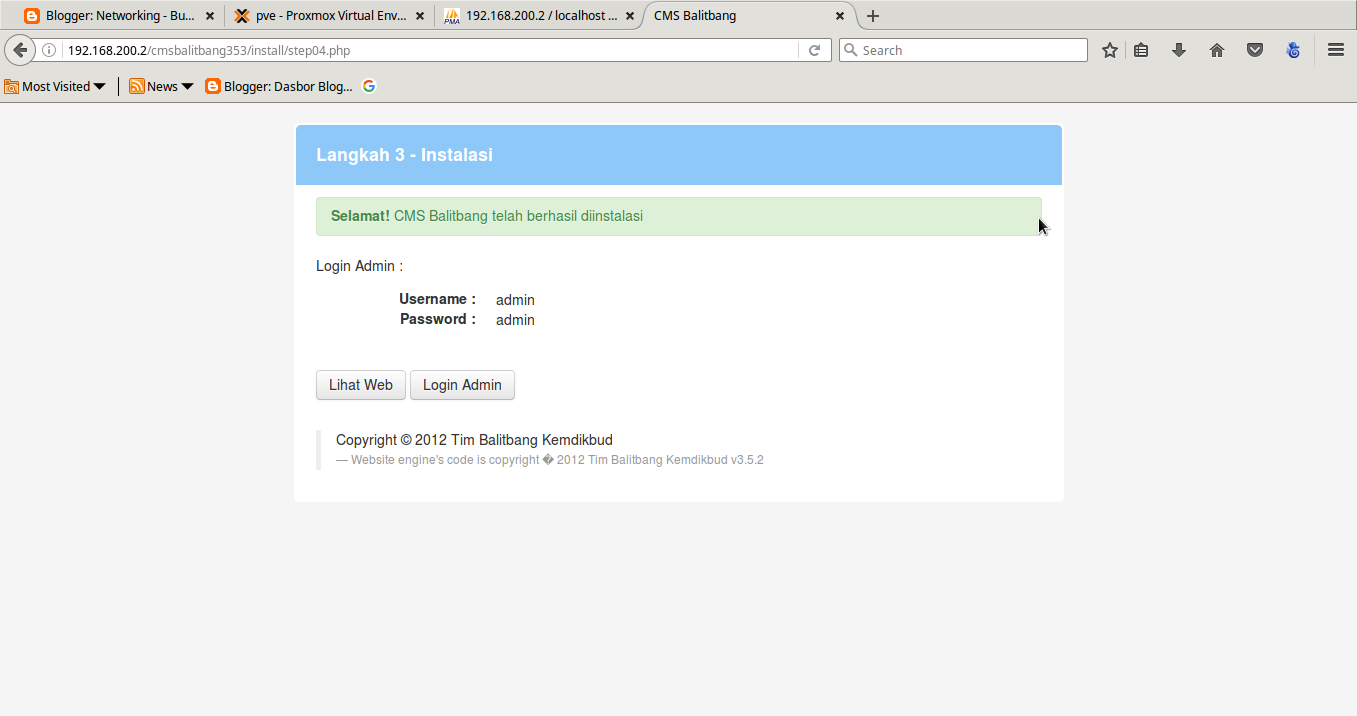 Cara Instal CMS Balitbang353 di Debian 8.6 Server  Networking