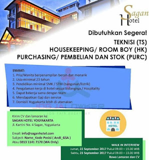 Lowongan Kerja Sagan Hotel Yogyakarta by Lokermagelangan blog