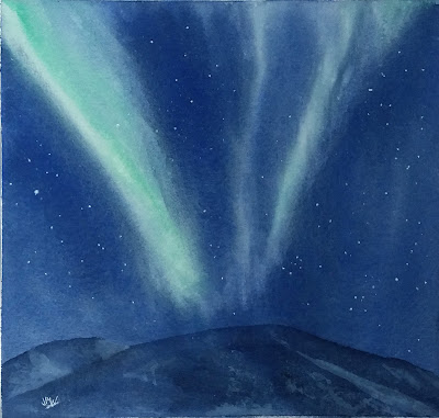 Northern lights, a watercolor by JPWisniewski