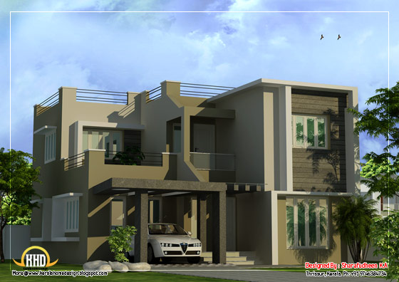 Modern Duplex Home design - 1873 Sq. Ft. (174 Sq. Ft.) (208 Square Yards) - March 2012