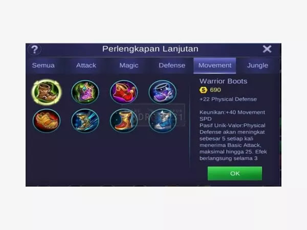 Mobile Legends warrior boots