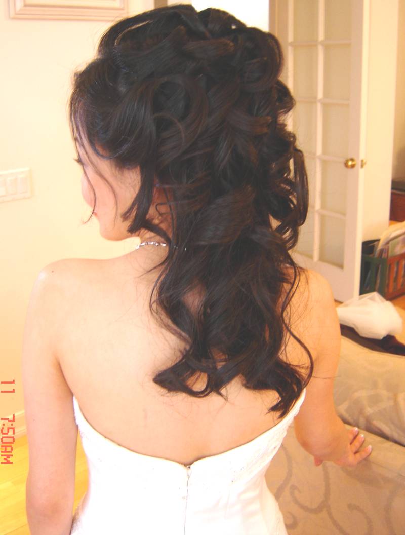 half up wedding hairstyles with veil