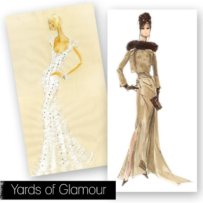 black and white fashion illustrations. dramatic gowns of lack or