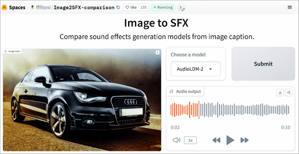 Image to SFX 線上AI模型，分析圖像產生音效