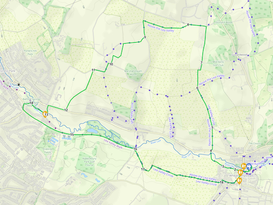 Map for Walk 185: Wheathampstead West Loop