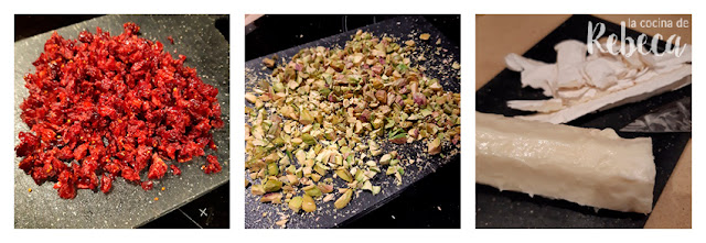 Receta de bolitas de queso con pistachos y arándanos: preparación de los ingredientes