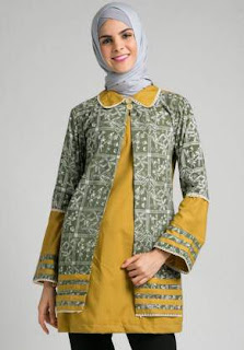 10 Desain Baju  Batik  Muslim Kombinasi  Dengan Kain Polos  