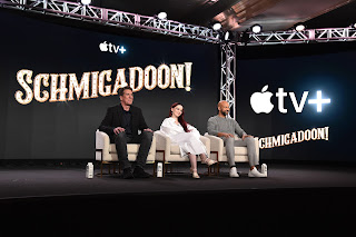 Cinco Paul, Co-creator/Executive Producer, Dove Cameron and Keegan-Michael Key from “Schmigadoon!” Season 2 speak at the Apple TV+ 2023 Winter TCA Tour at The Langham Huntington Pasadena.