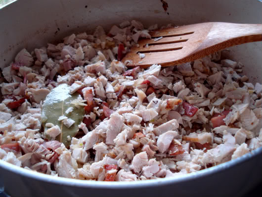 leftover chopped turkey and pancetta