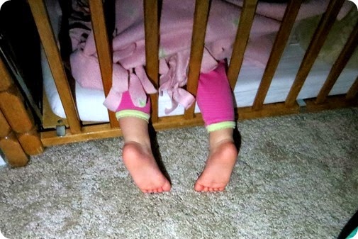 Liberty's Feet out of the crib