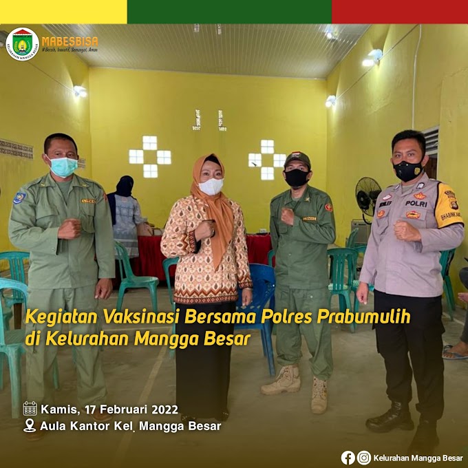 Kegiatan Vaksinasi Dosis 1 & 2 serta Dosis 3 (Booster) bersama Polres Prabumulih di Kelurahan Mangga Besar Kegiatan Vaksinasi yang di ikuti oleh lansia maupun pra-lansia dan anak-anak berjalan dengan aman dan lancar.