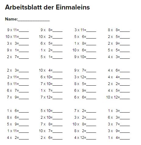 Schulerclub Dornbirn Mathematik Einmaleins Arbeitsblatter Online Erstellen Und Drucken
