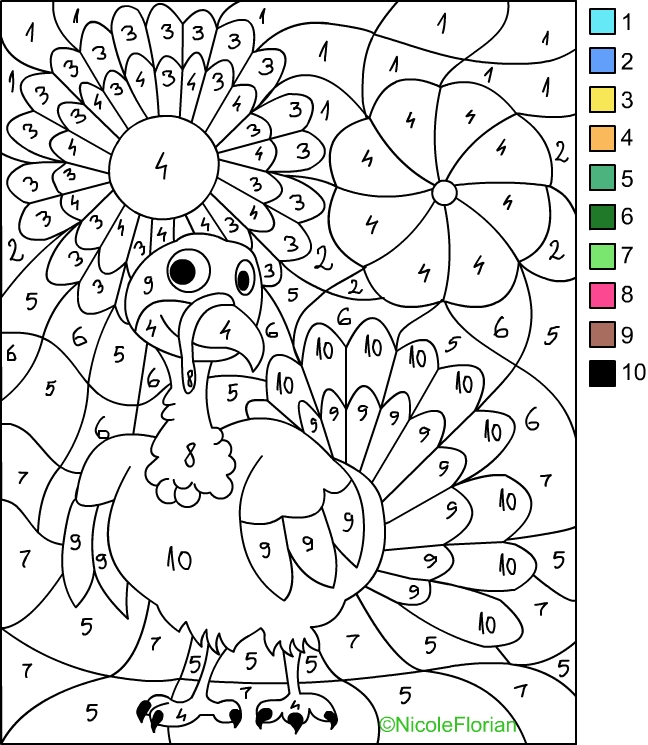 COLOR BY NUMBER * THANKSGIVING COLORING PAGE title=