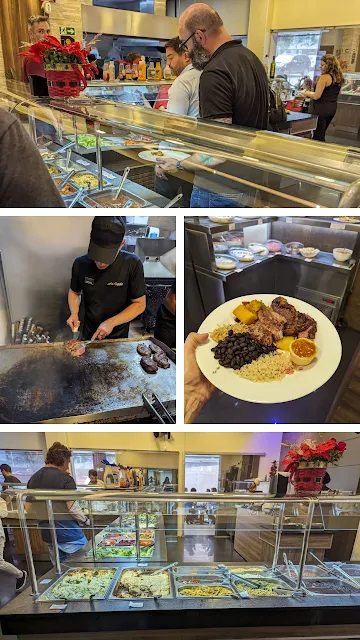 Collage of pictures from the buffet at Asa Gaúcha in Brasilia