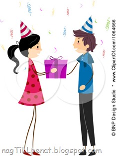 1064666-Clipart-Girl-Giving-A-Boy-A-Birthday-Gift-Royalty-Free-Vector-Illustration