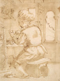 Young Painter Working by Annibale Carracci - Genre Drawings from Hermitage Museum