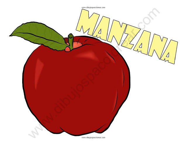 Manzana dibujo a color y para colorear