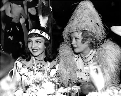 Marion Davies with Claudette Colbert in 1937