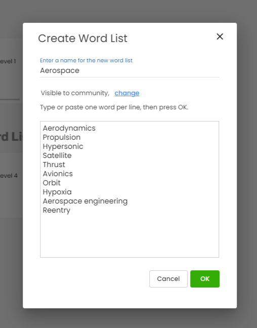 Create custom word lists with Wordela Homeschool.