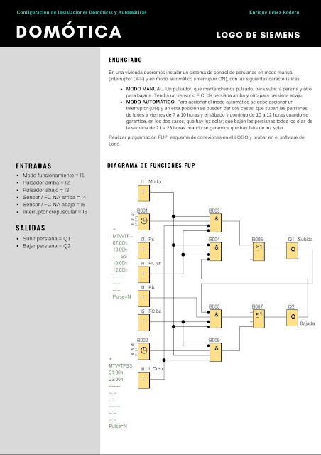 Programación control persianas  Práctica 8.3 Domótica Logo Siemens  Electricidad