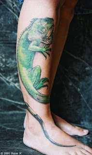 iguana tattoo on foot