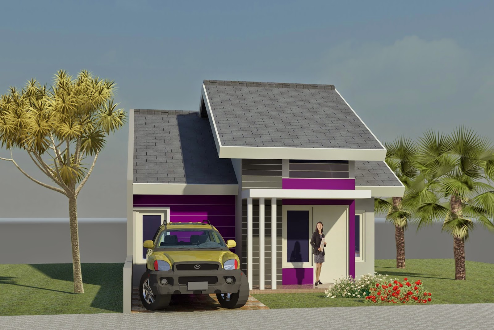 Gambar Desain 3D Rumah Minimalis Type 45 1 Lantai