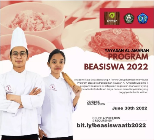 Pendaftaran Beasiswa  Akademi Tata Boga Bandung tahun 2022