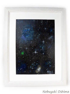 絵画（アクリル画）「Space Paint（2020年2月 Nobuyuki Oshima 大嶋信之）」原画 額装品