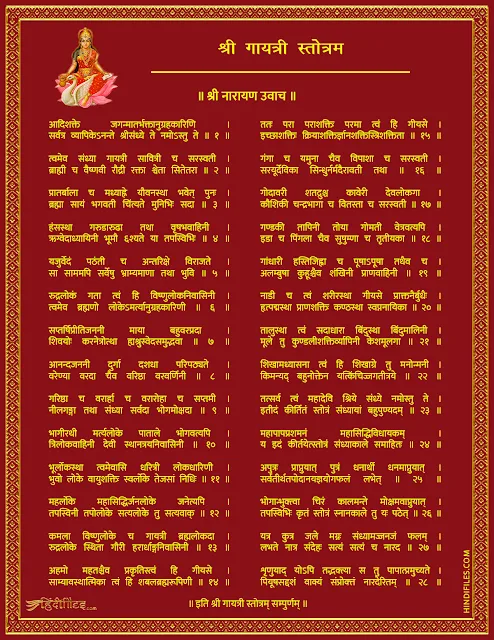 HD image of Shri Gayatri Stotram Lyrics in sanskrit with PDF and Video